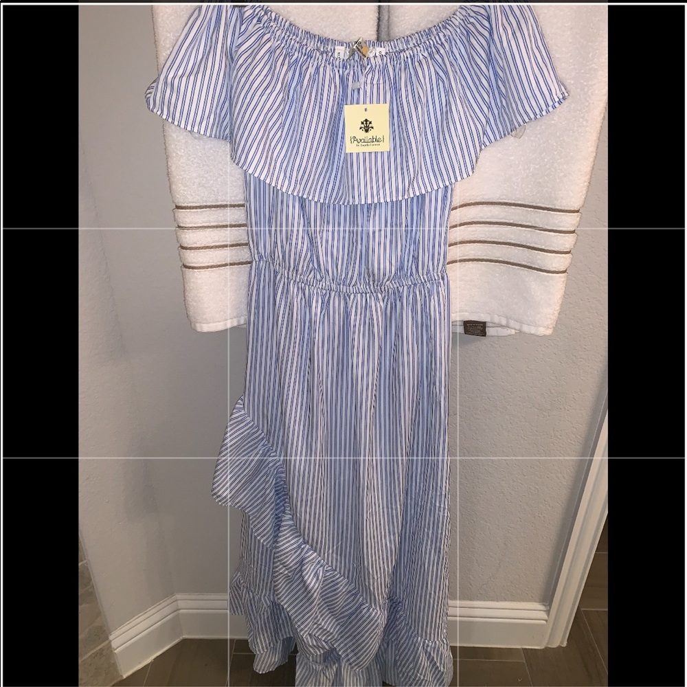 Brand new off the shoulder ruffle stripe sundress